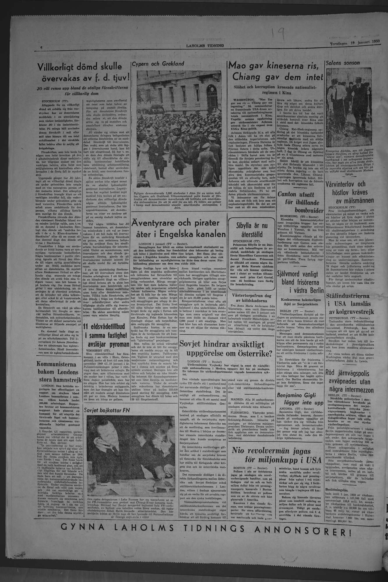Laholms Tidning Torsdag 19 januari 1950, sida 6