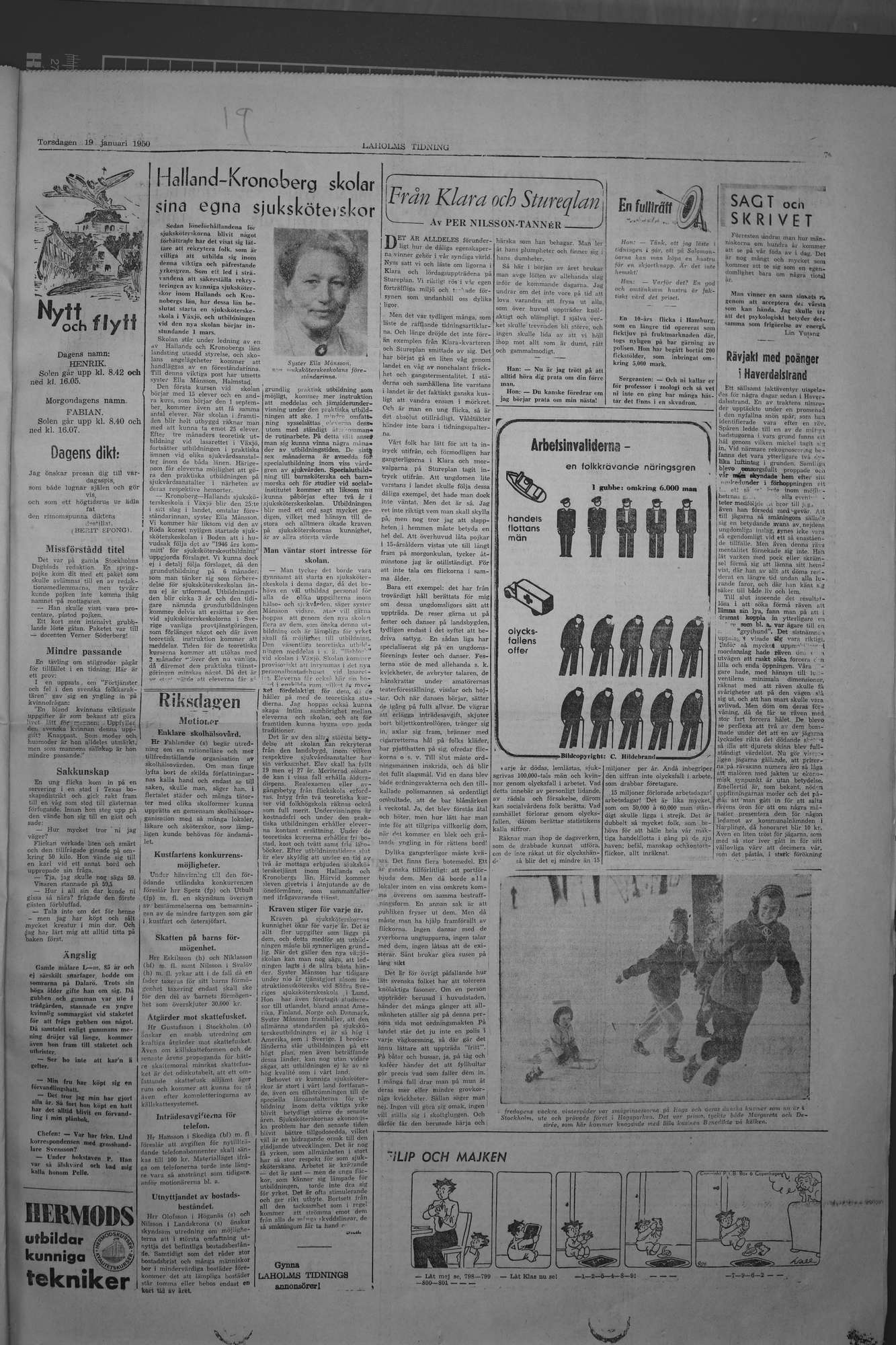 Laholms Tidning Torsdag 19 januari 1950, sida 7