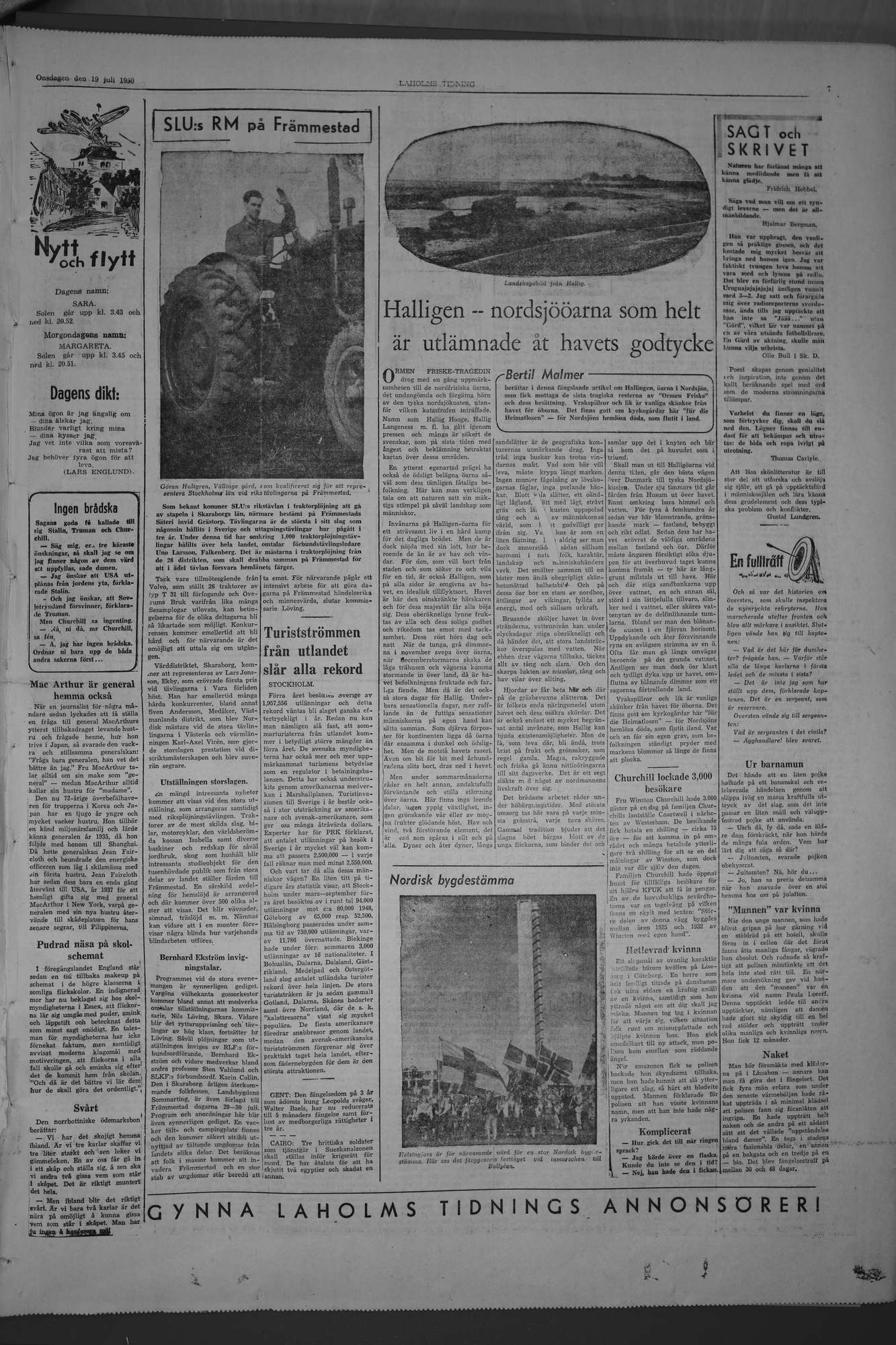 Laholms Tidning Onsdag 19 juli 1950, sida 7
