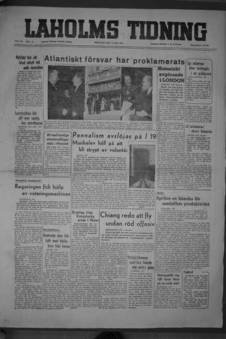 Förstasidan, Fredag 19 maj 1950