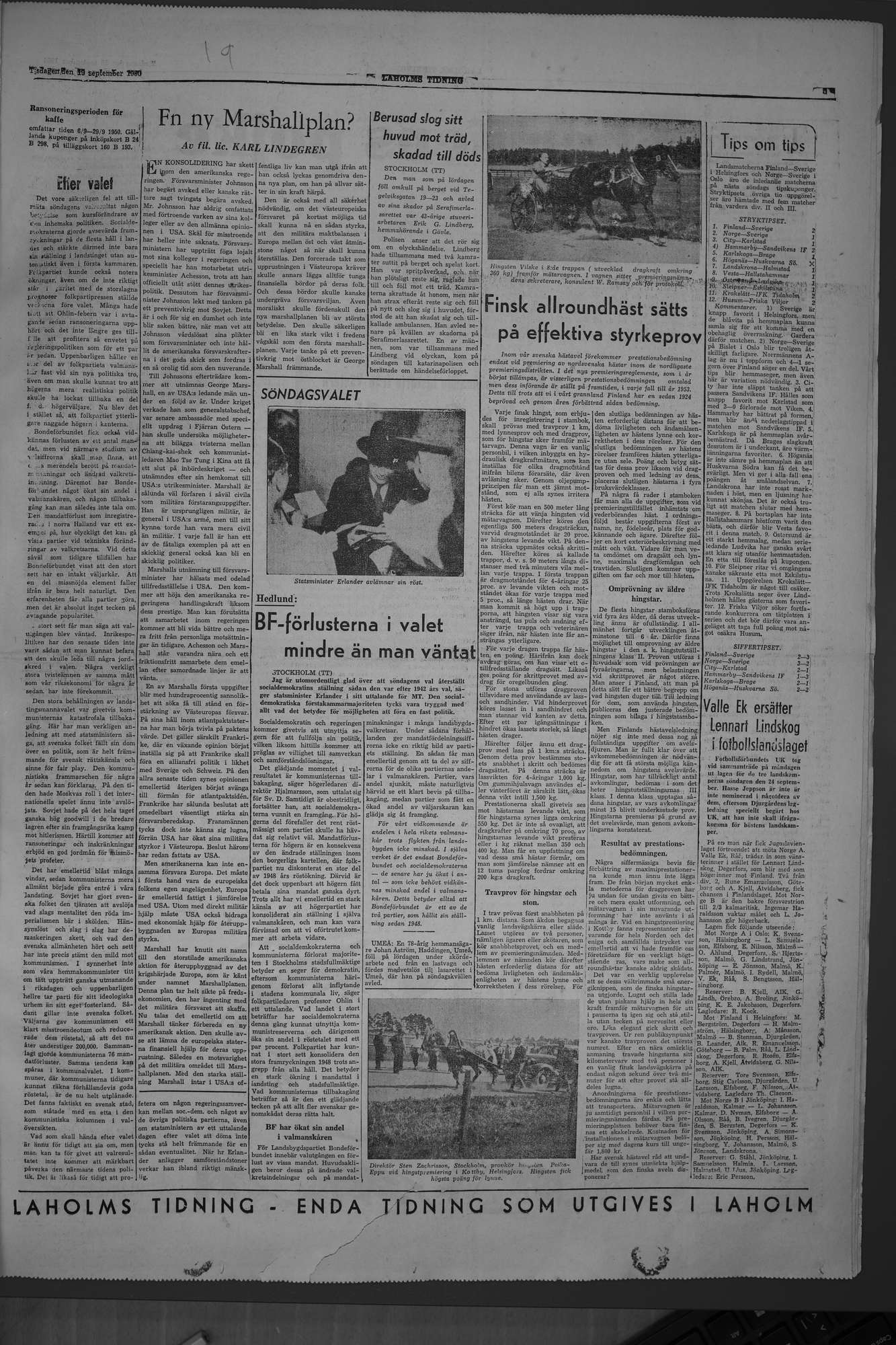 Laholms Tidning Tisdag 19 september 1950, sida 5