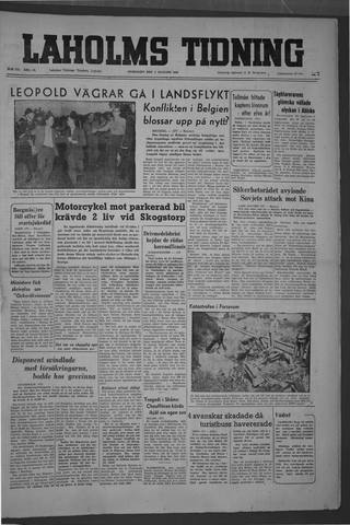 Förstasidan, Onsdag 2 augusti 1950