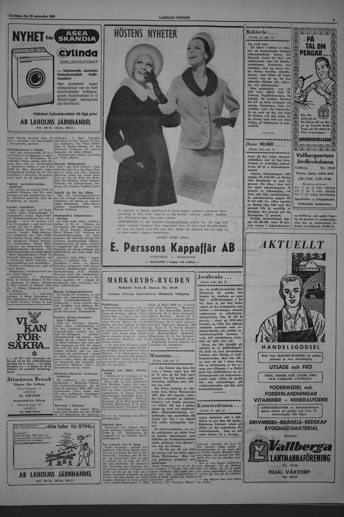 Laholms Tidning Lördag 20 november 1965, sida 3