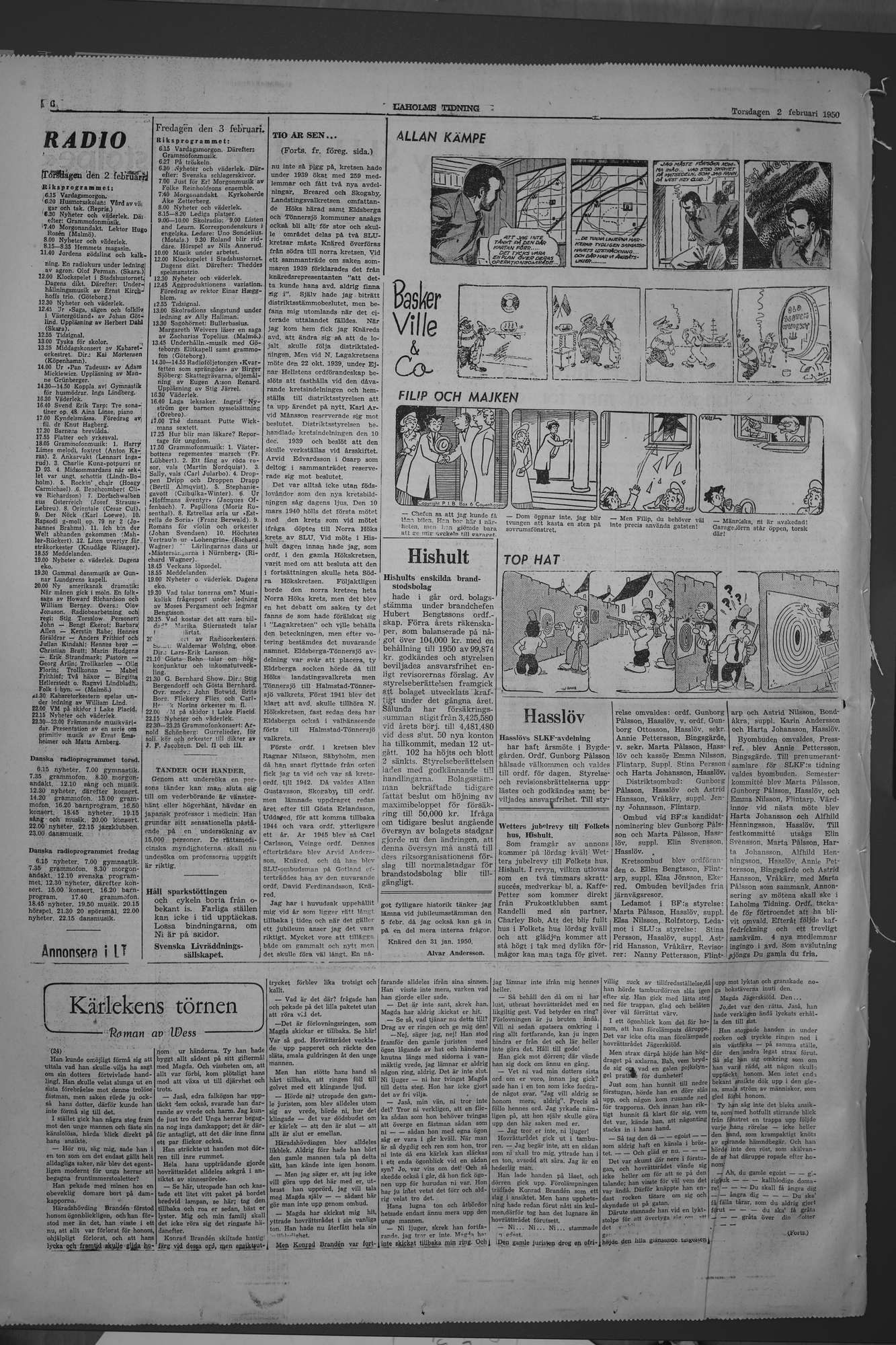 Laholms Tidning Torsdag 2 februari 1950, sida 6
