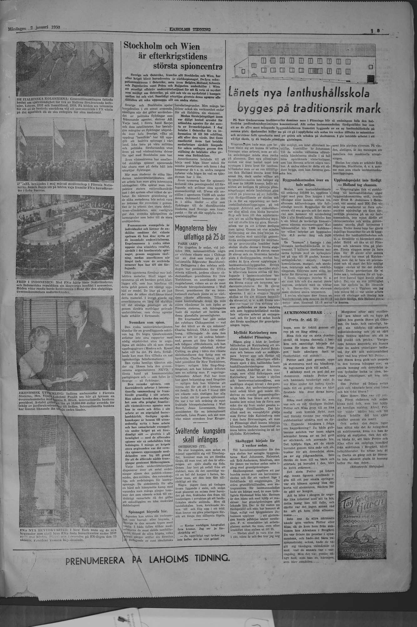 Laholms Tidning Måndag 2 januari 1950, sida 5