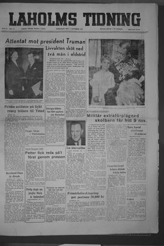 Förstasidan, Torsdag 2 november 1950