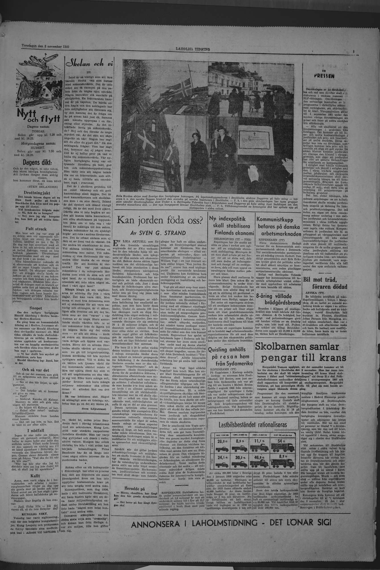 Laholms Tidning Torsdag 2 november 1950, sida 5
