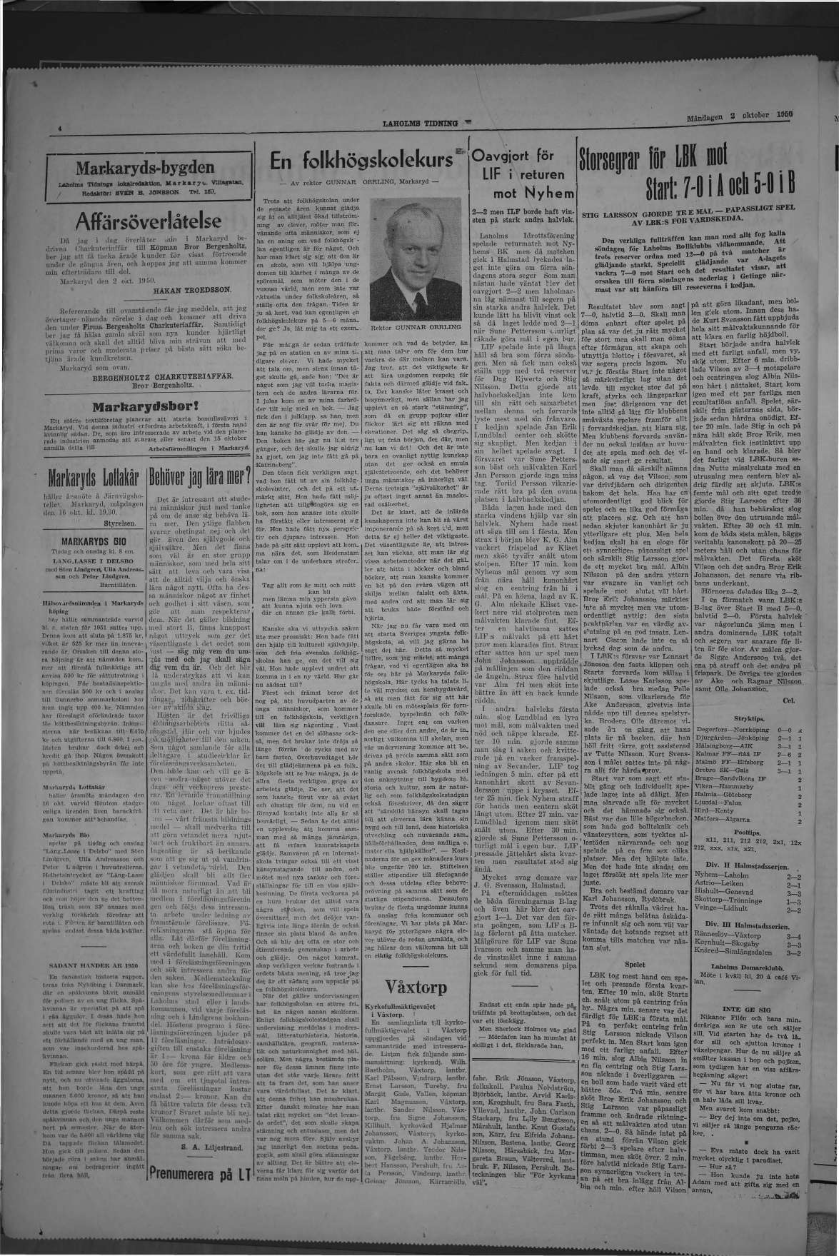 Laholms Tidning Måndag 2 oktober 1950, sida 4