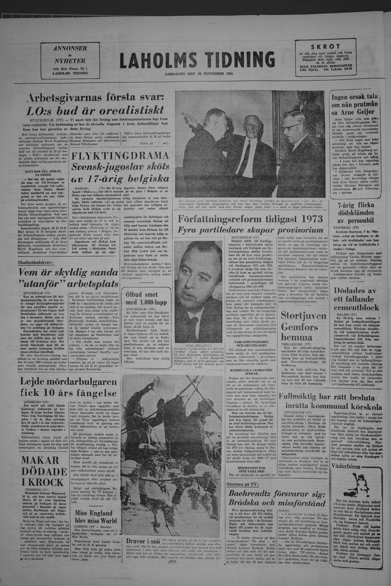 Laholms Tidning Lördag 20 november 1965, sida 8
