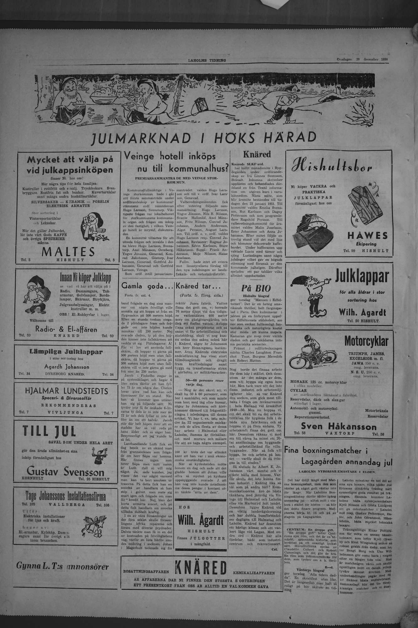 Laholms Tidning Onsdag 20 december 1950, sida 6
