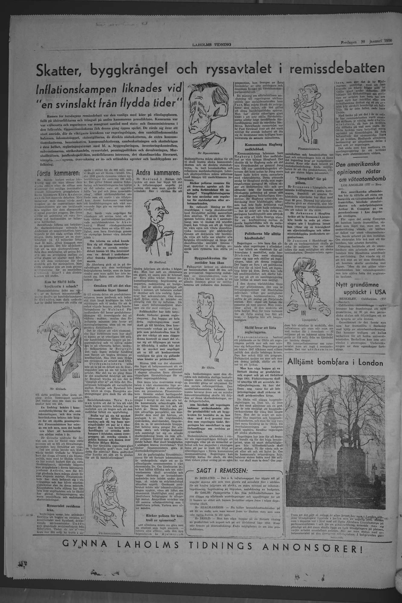 Laholms Tidning Fredag 20 januari 1950, sida 6