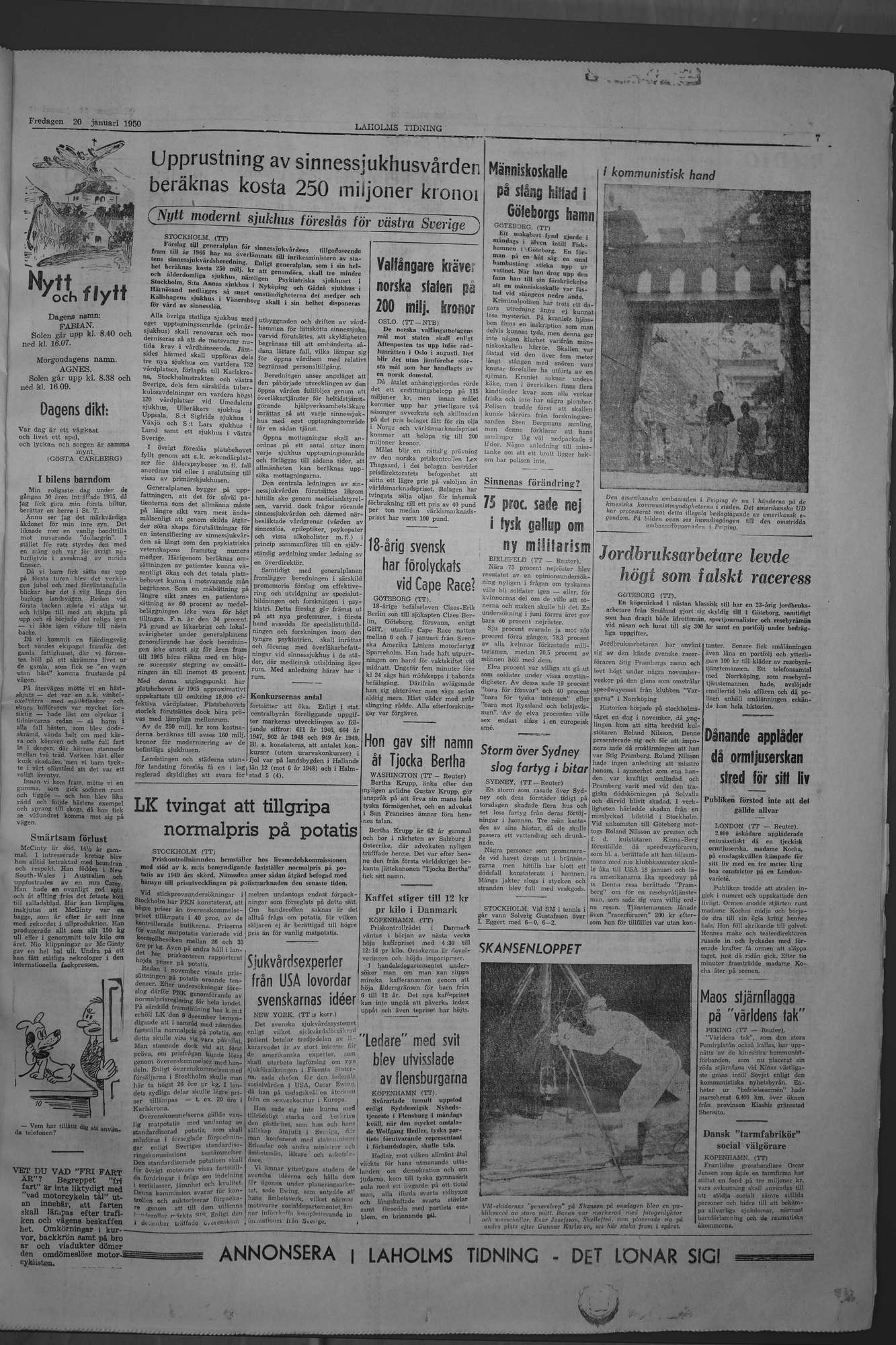 Laholms Tidning Fredag 20 januari 1950, sida 7