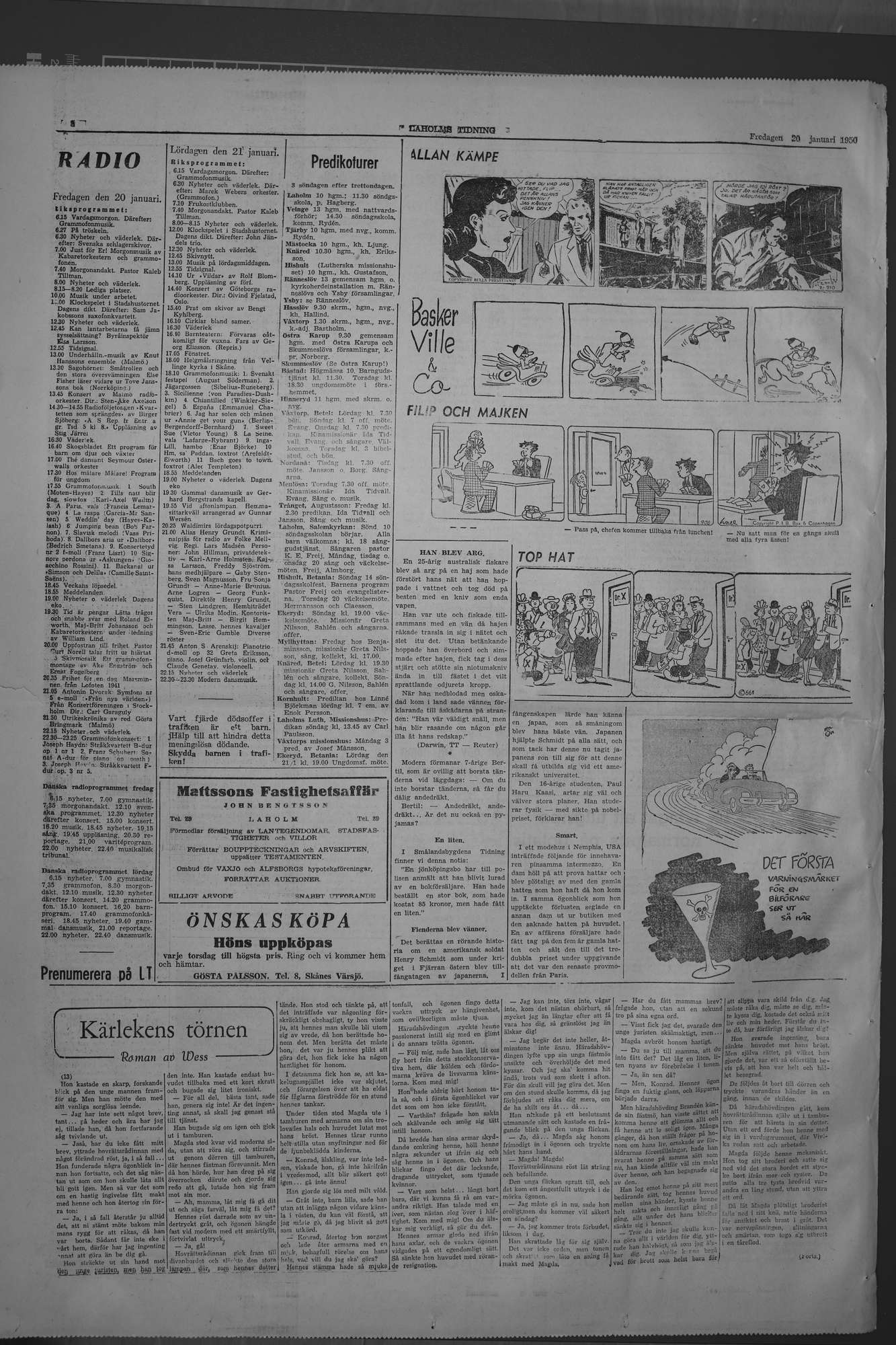 Laholms Tidning Fredag 20 januari 1950, sida 8
