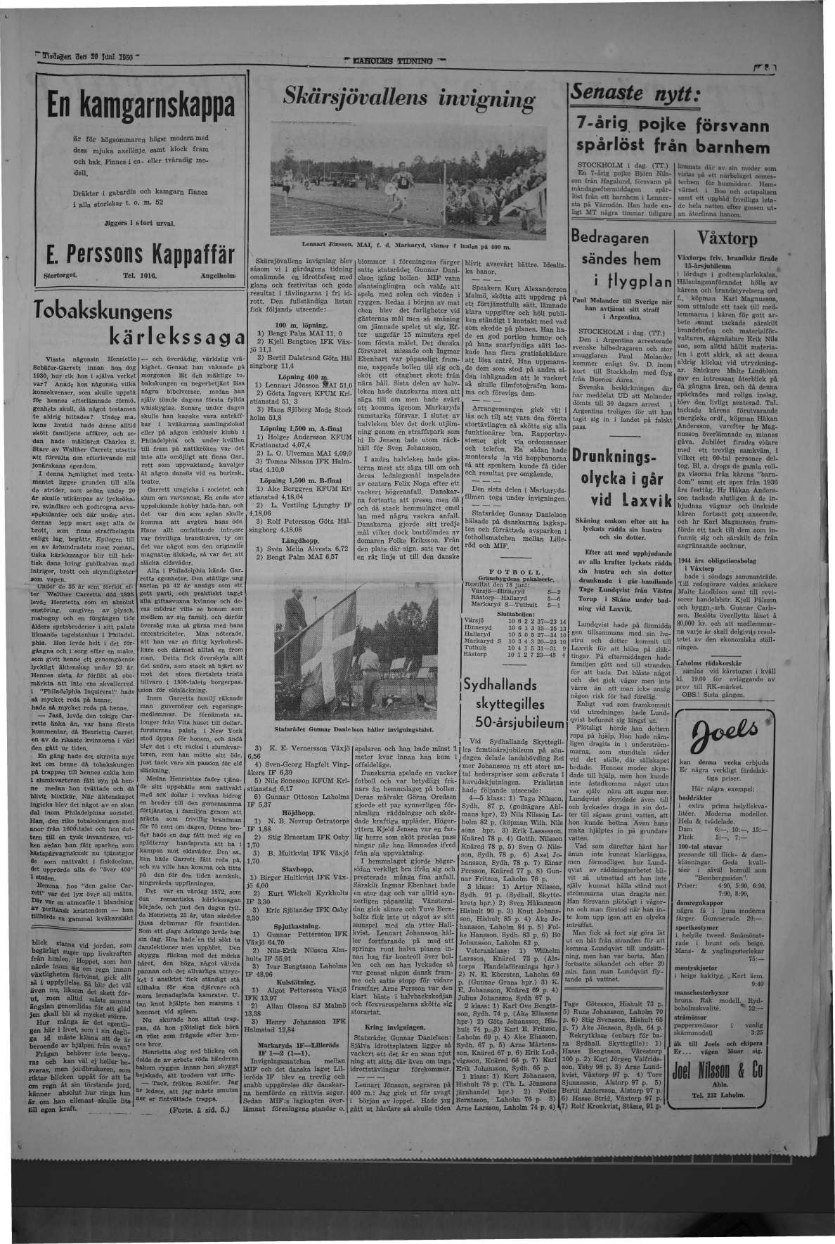 Laholms Tidning Tisdag 20 juni 1950, sida 3