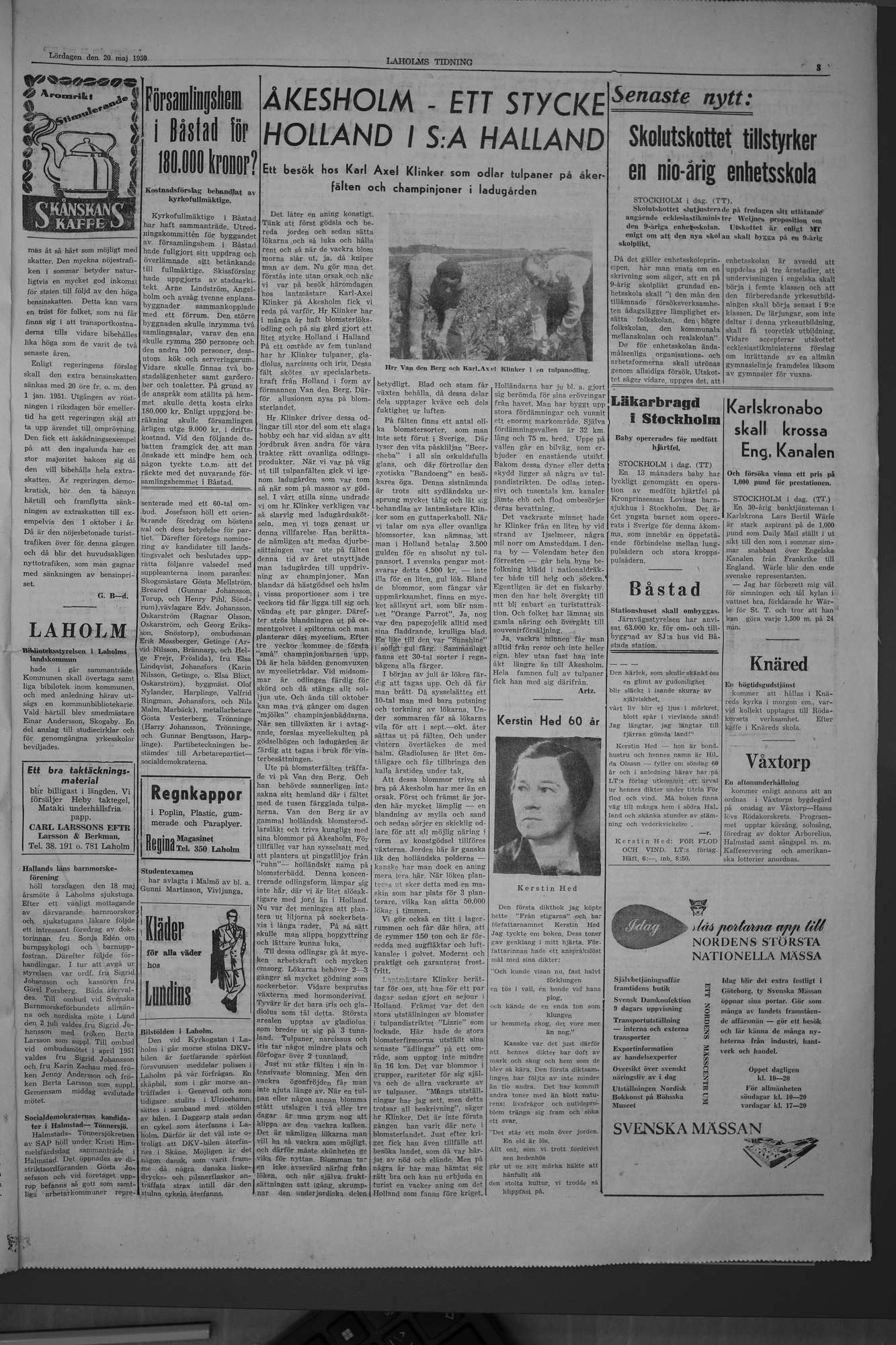 Laholms Tidning Lördag 20 maj 1950, sida 3