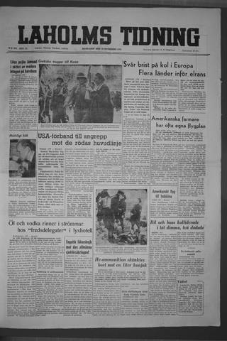 Förstasidan, Måndag 20 november 1950