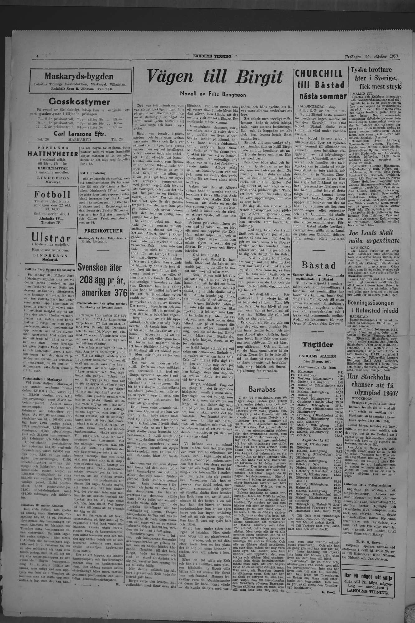 Laholms Tidning Fredag 20 oktober 1950, sida 4