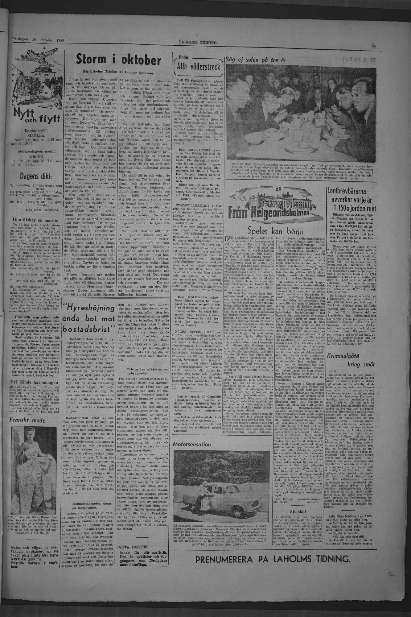 Laholms Tidning Fredag 20 oktober 1950, sida 7