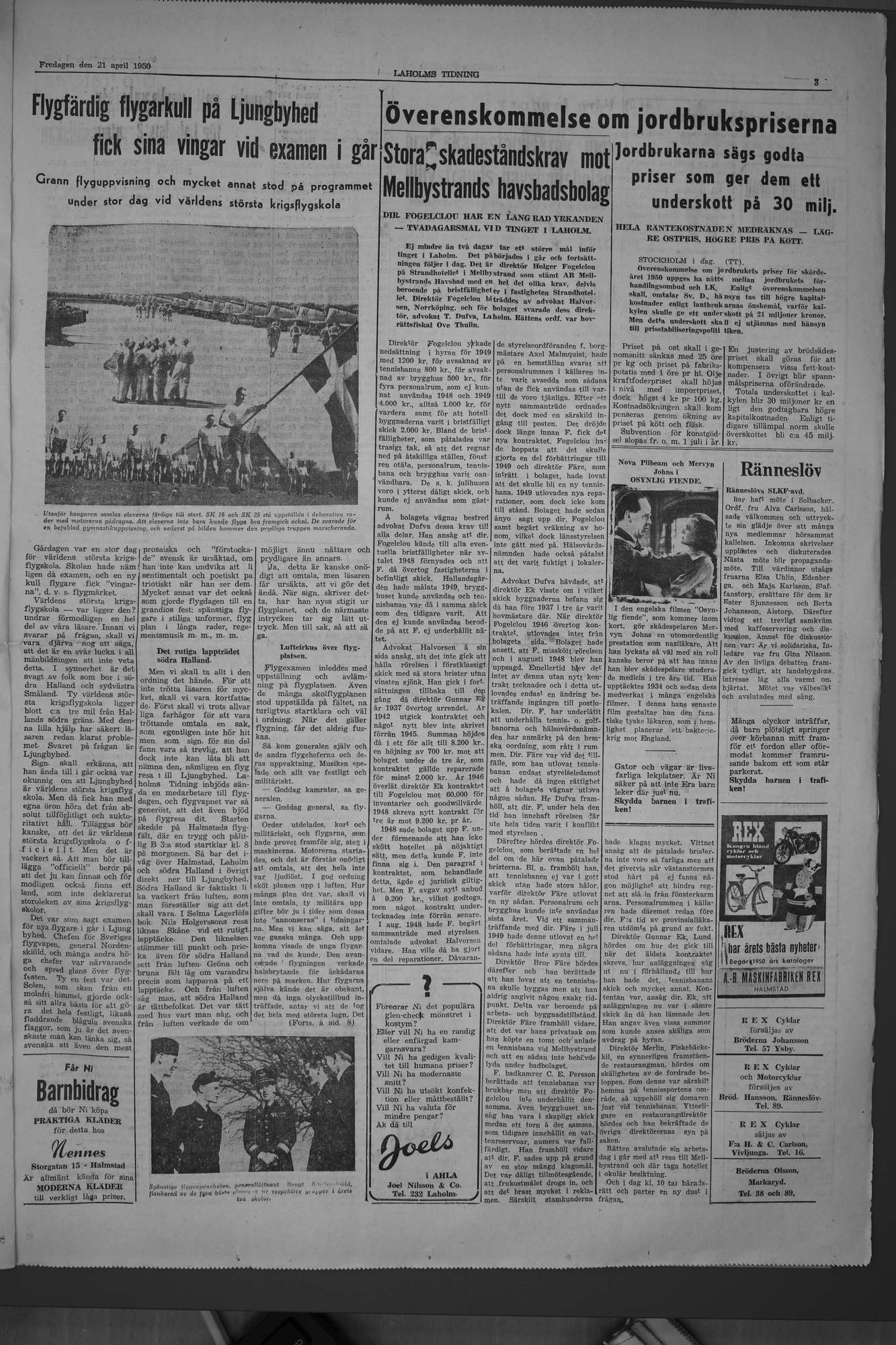 Laholms Tidning Fredag 21 april 1950, sida 3