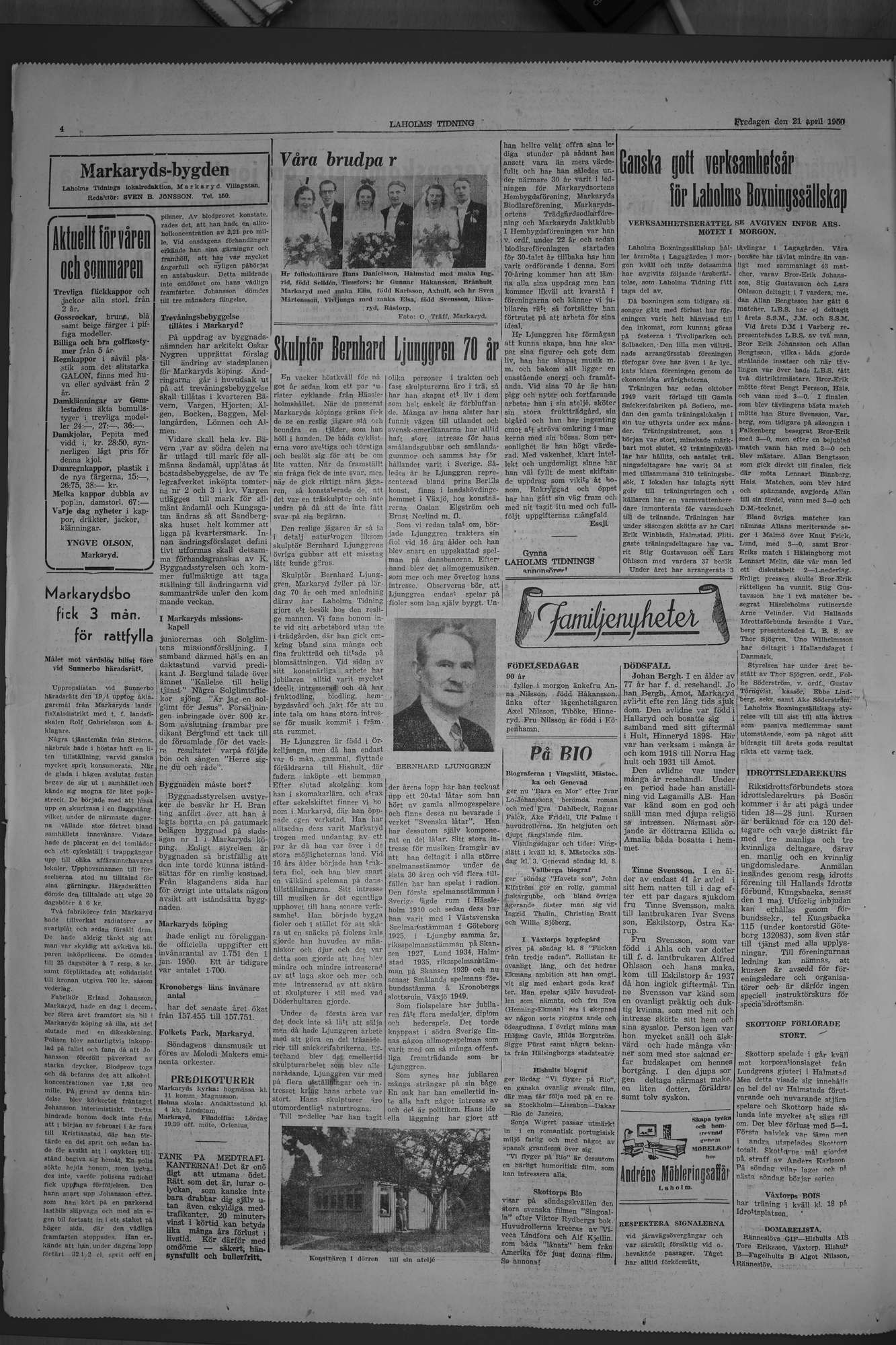 Laholms Tidning Fredag 21 april 1950, sida 4