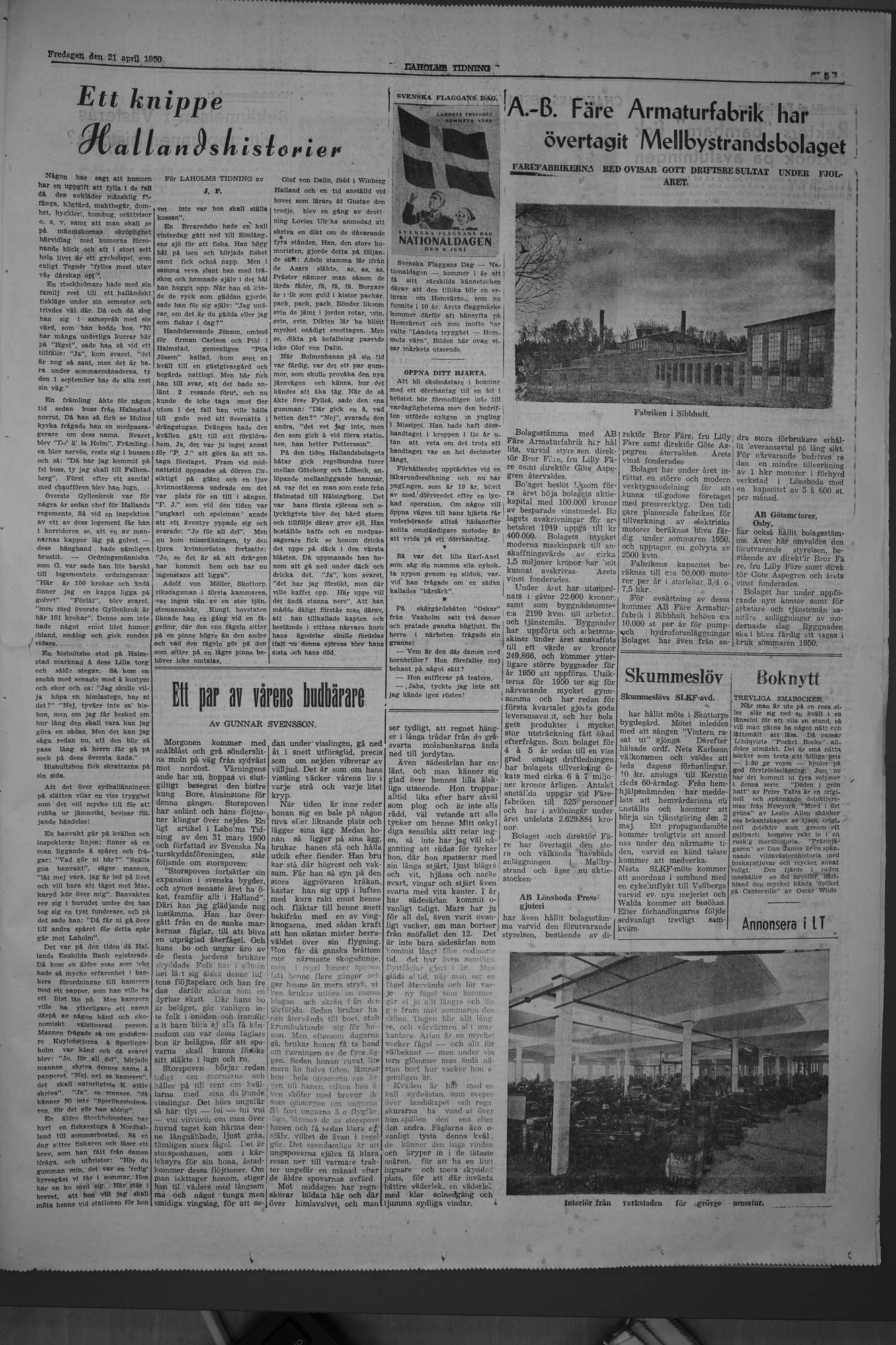 Laholms Tidning Fredag 21 april 1950, sida 5