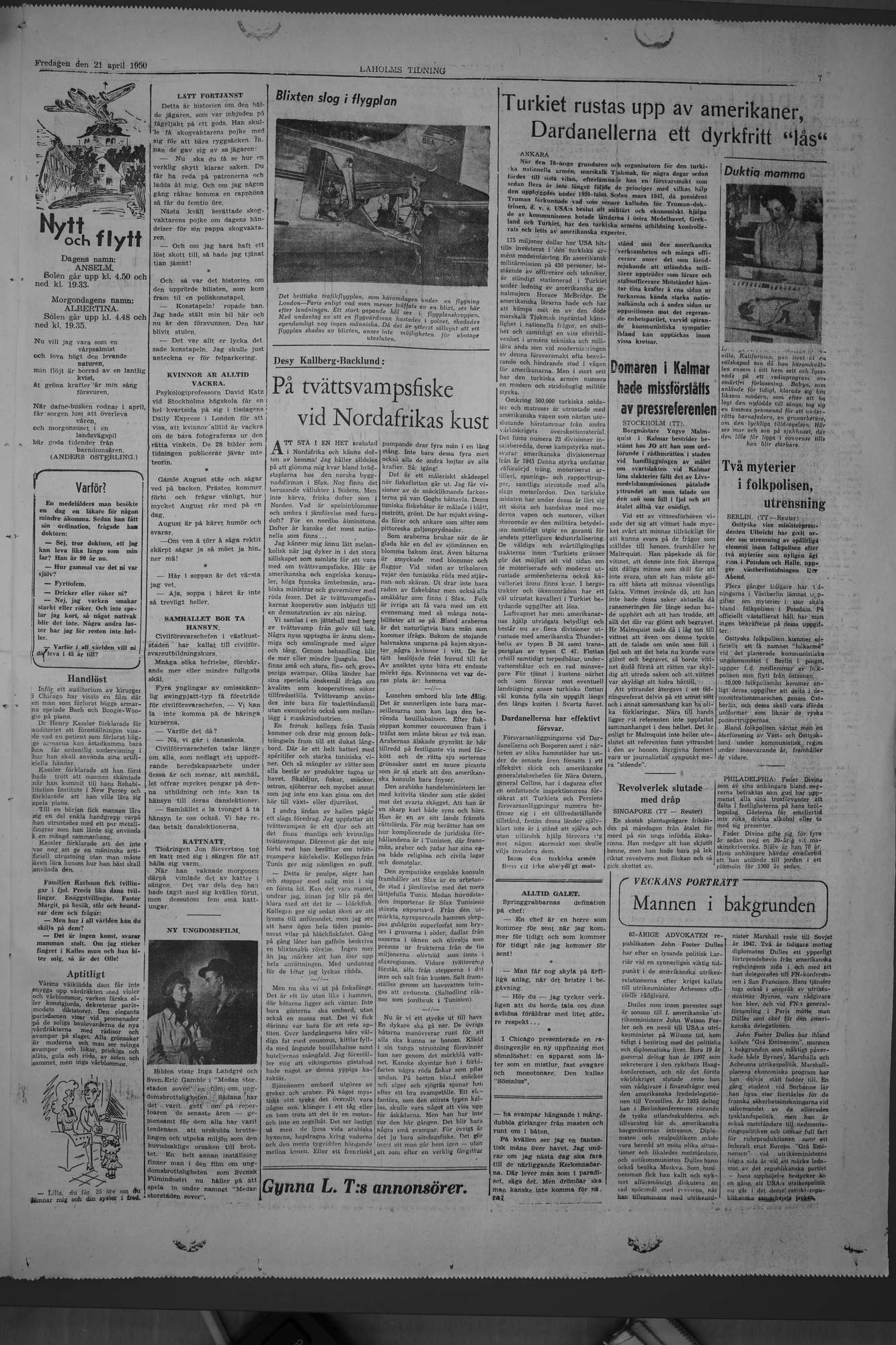 Laholms Tidning Fredag 21 april 1950, sida 7
