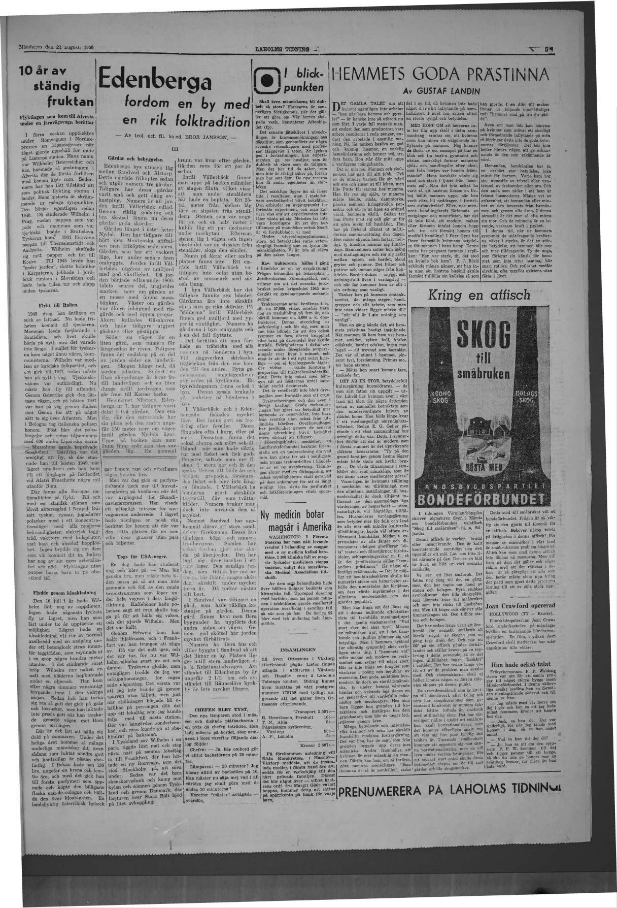 Laholms Tidning Måndag 21 augusti 1950, sida 5