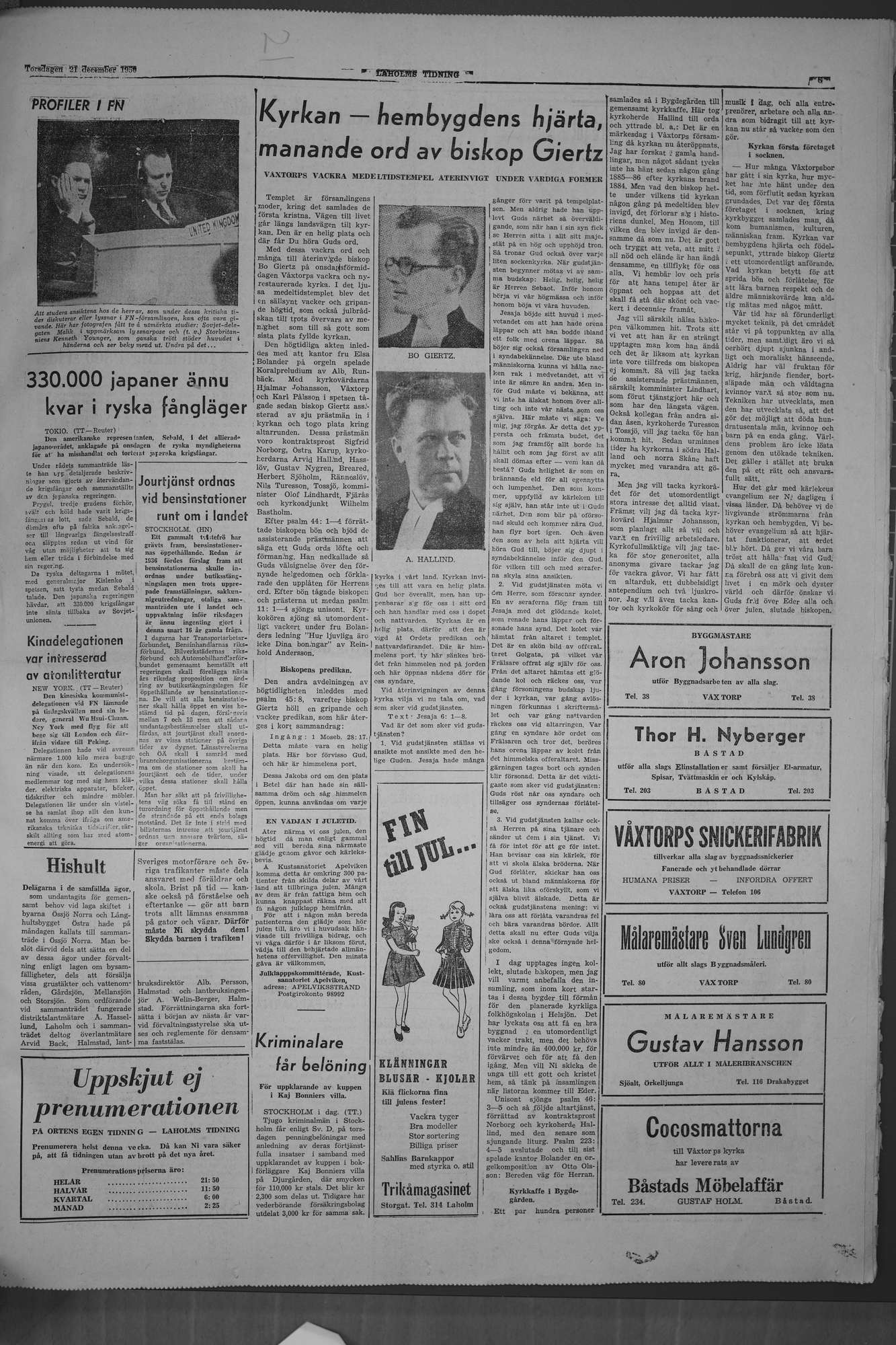 Laholms Tidning Torsdag 21 december 1950, sida 5