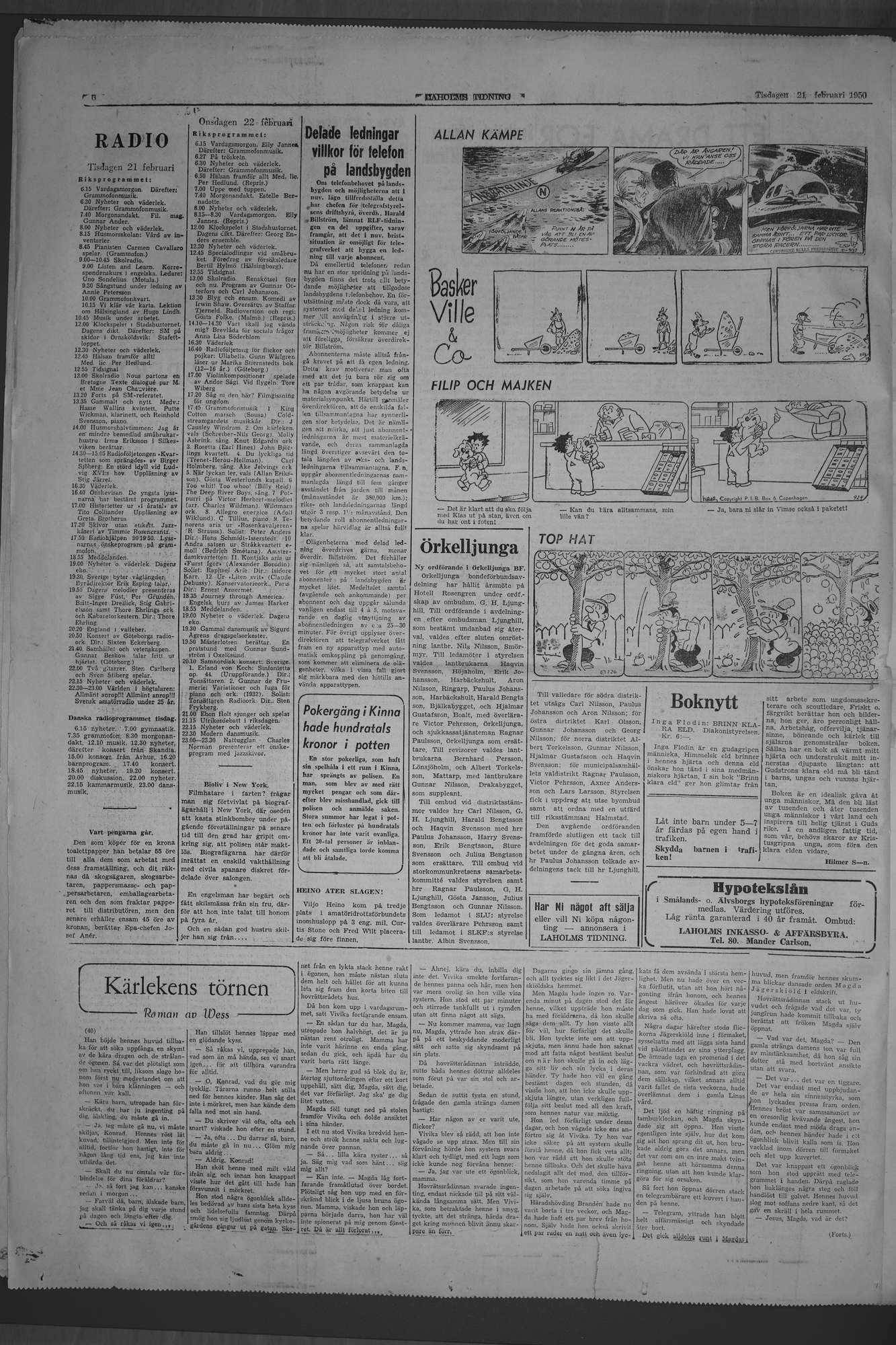 Laholms Tidning Tisdag 21 februari 1950, sida 6