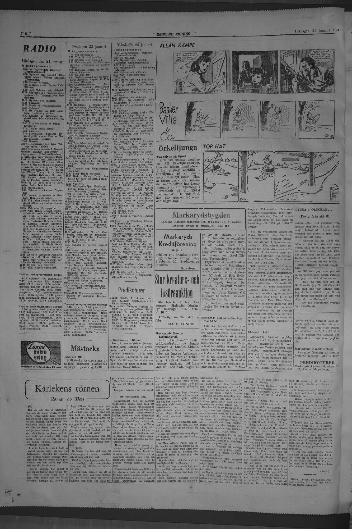 Laholms Tidning Lördag 21 januari 1950, sida 8