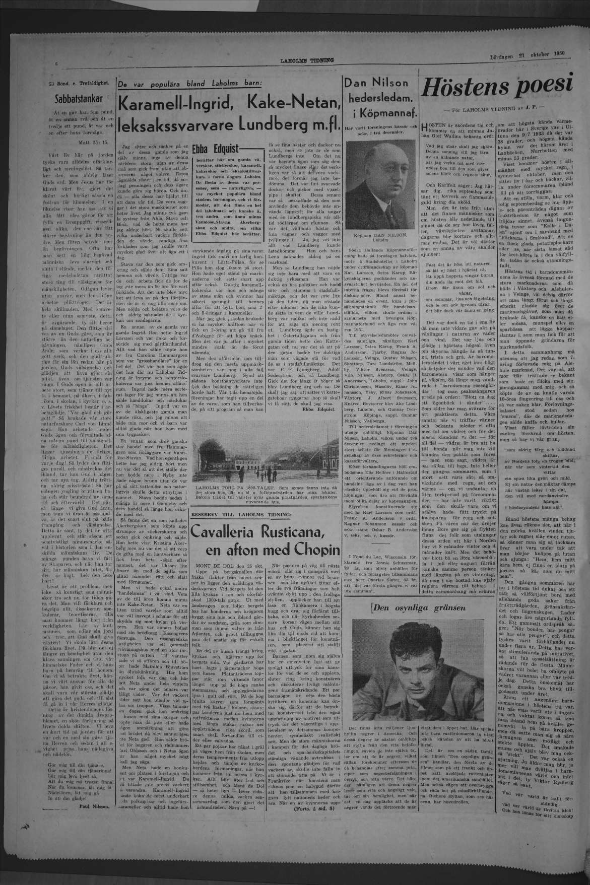 Laholms Tidning Lördag 21 oktober 1950, sida 6