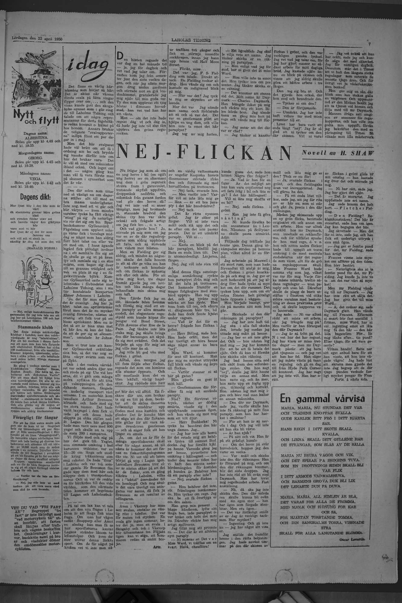 Laholms Tidning Lördag 22 april 1950, sida 7