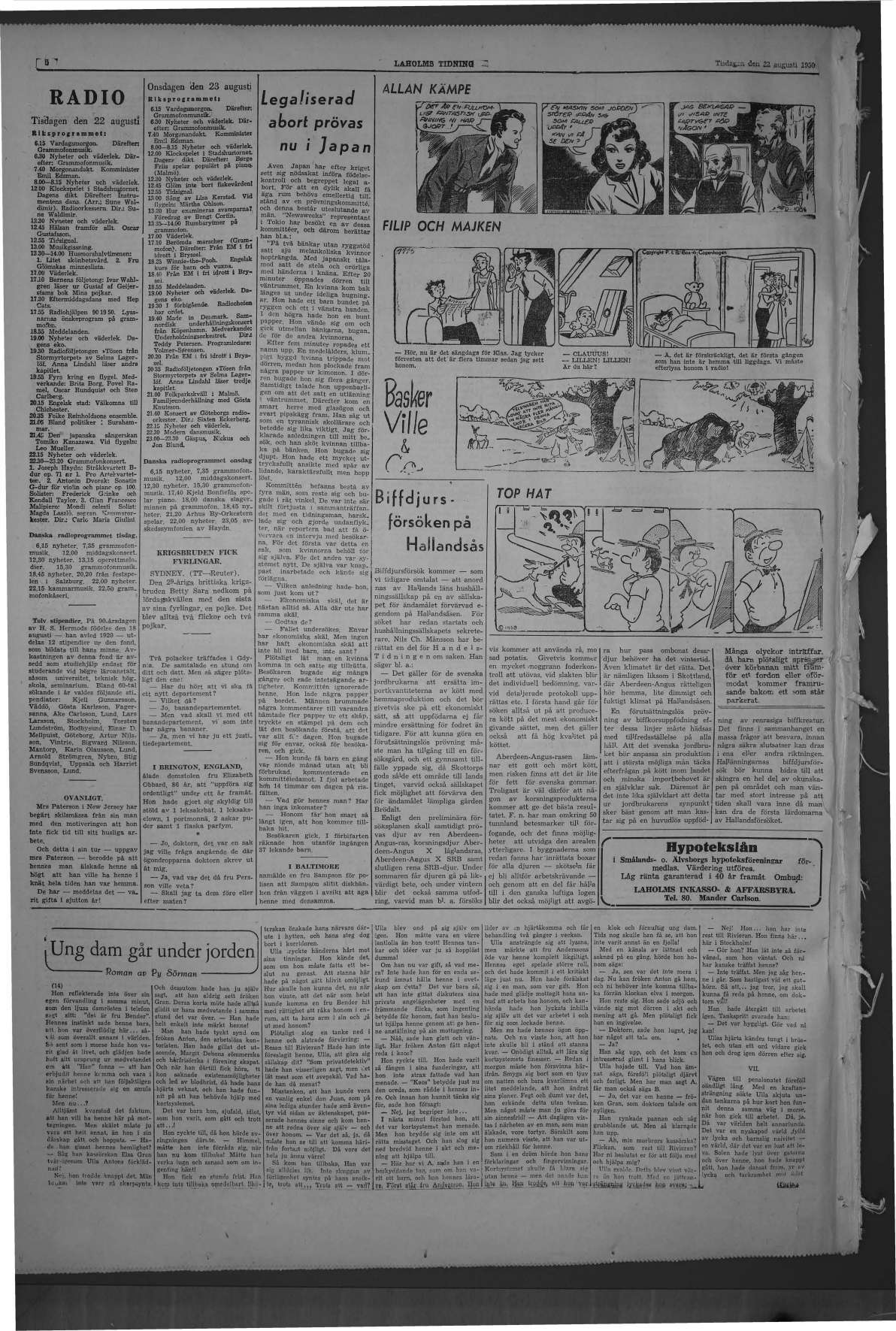 Laholms Tidning Tisdag 22 augusti 1950, sida 6