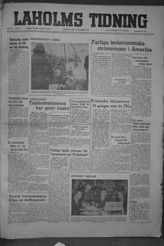 Förstasidan, Fredag 22 december 1950