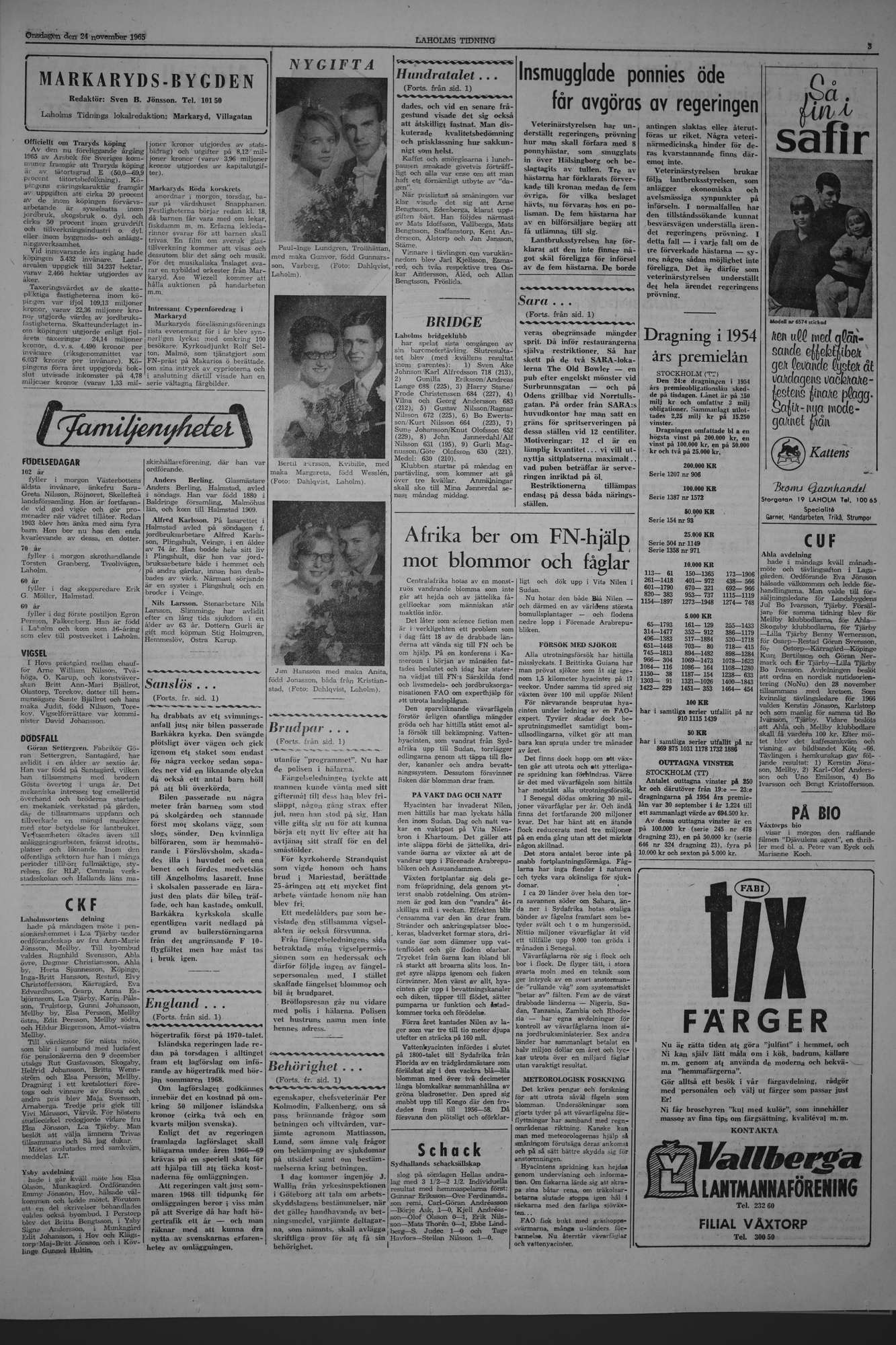 Laholms Tidning Onsdag 24 november 1965, sida 3