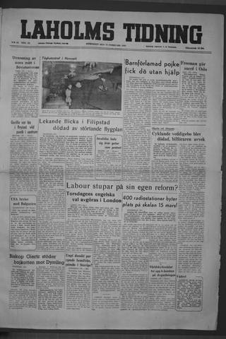 Förstasidan, Onsdag 22 februari 1950