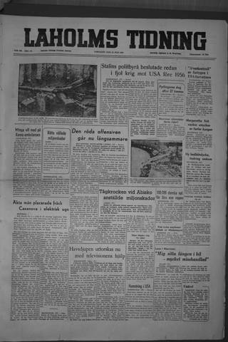 Förstasidan, Lördag 22 juli 1950
