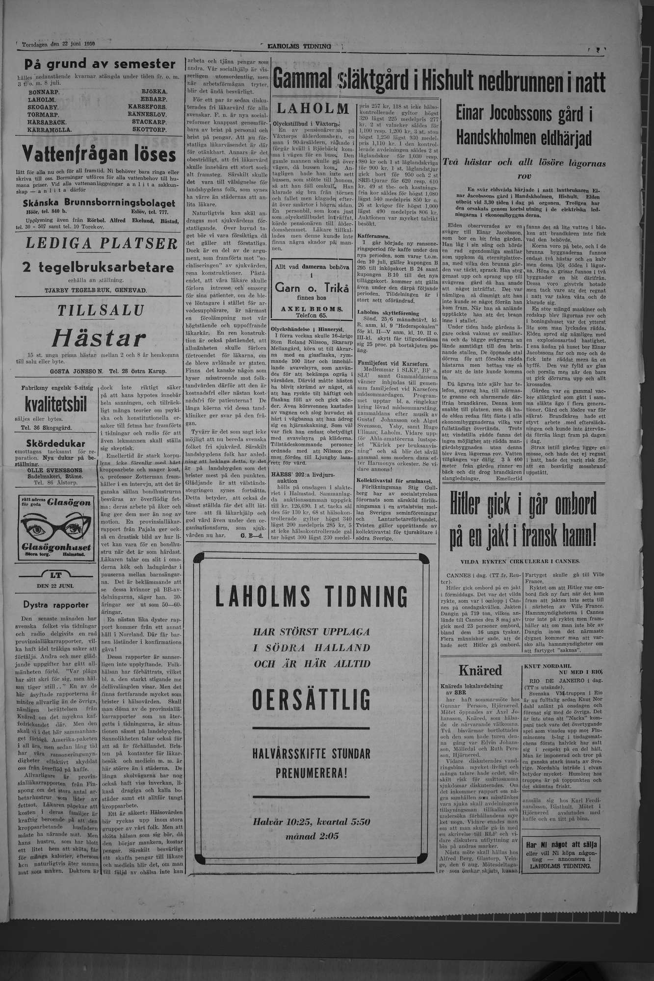Laholms Tidning Torsdag 22 juni 1950, sida 3