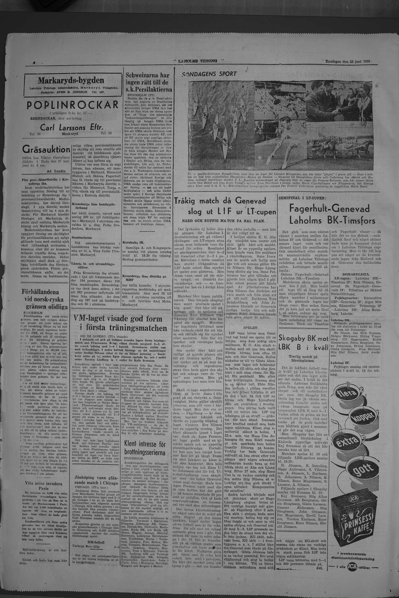 Laholms Tidning Torsdag 22 juni 1950, sida 4