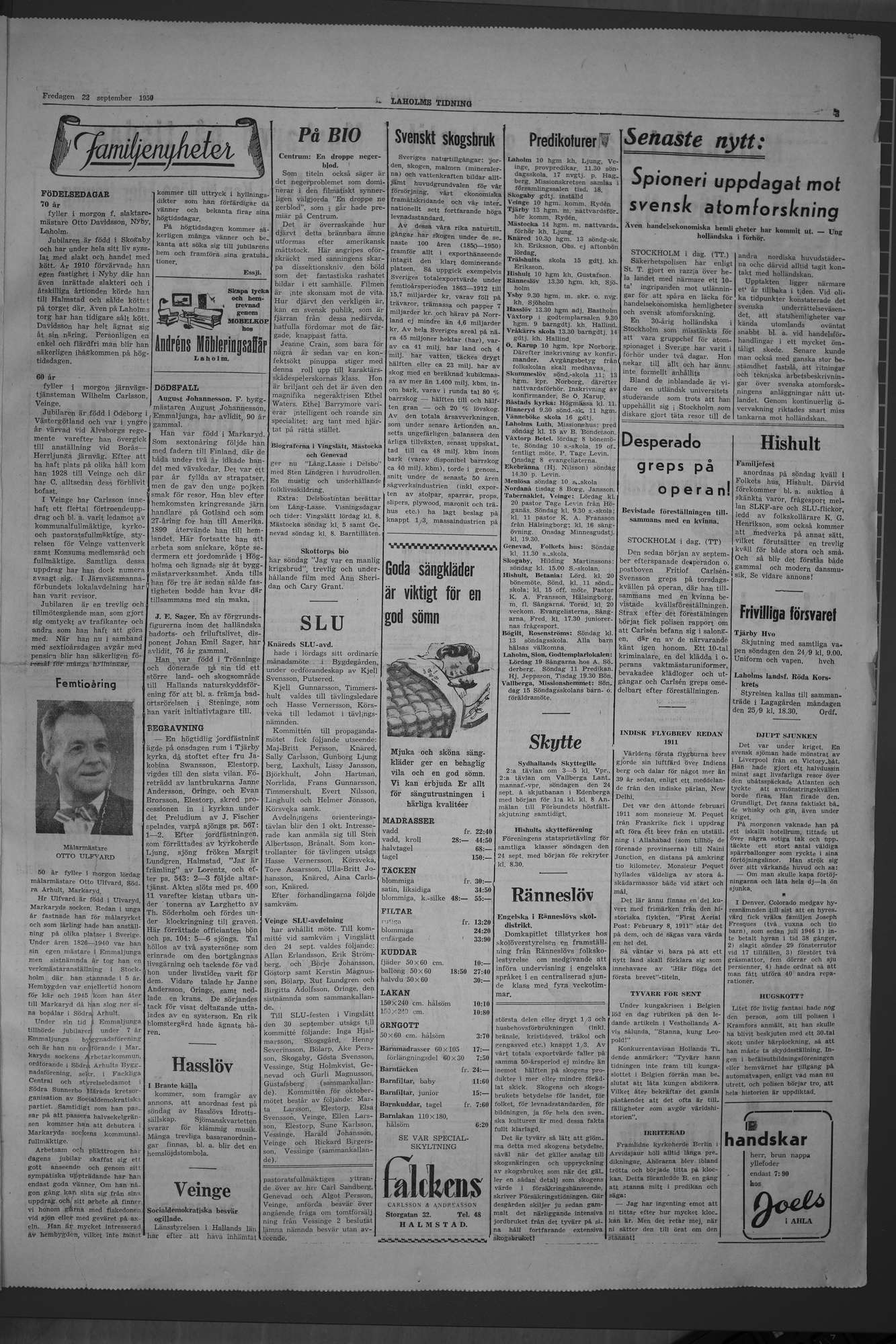 Laholms Tidning Fredag 22 september 1950, sida 3