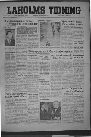 Förstasidan, Måndag 23 oktober 1950