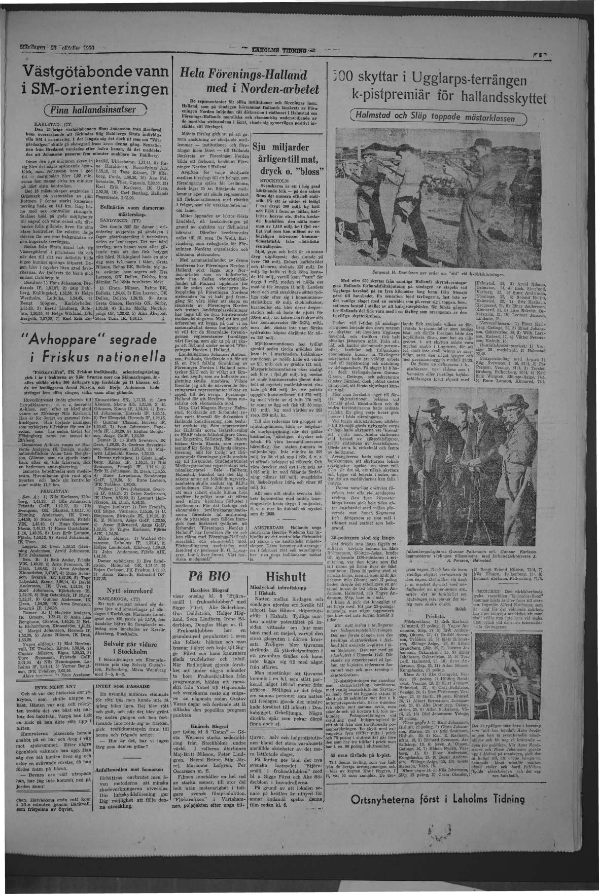 Laholms Tidning Måndag 23 oktober 1950, sida 5