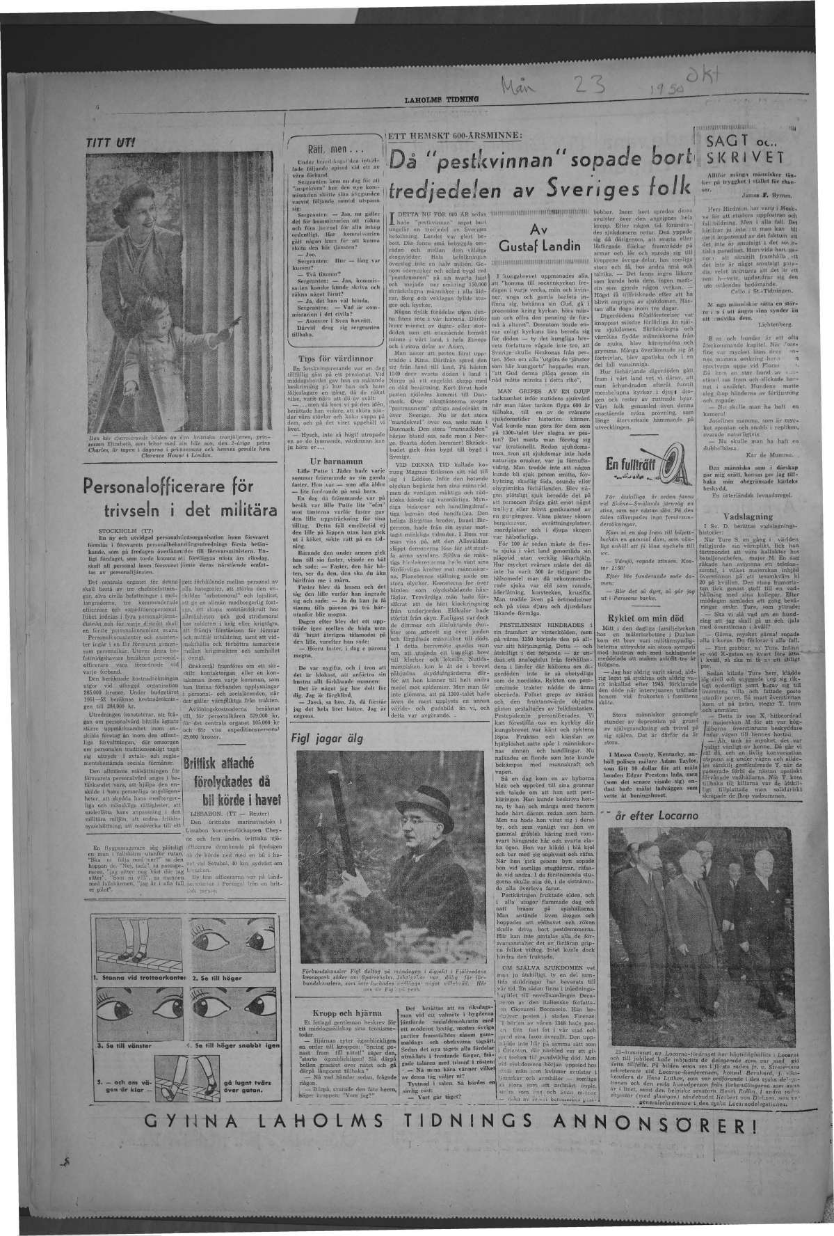 Laholms Tidning Måndag 23 oktober 1950, sida 6