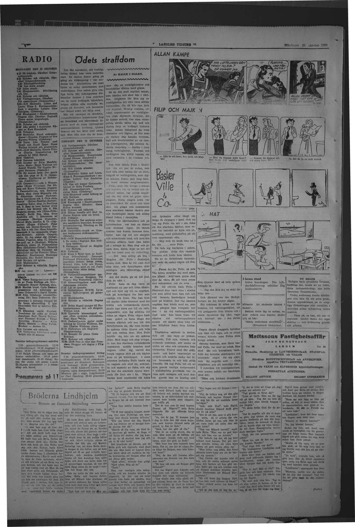 Laholms Tidning Måndag 23 oktober 1950, sida 8