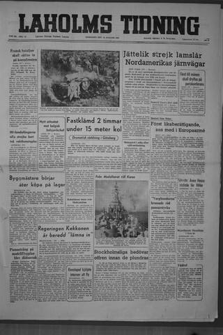 Förstasidan, Onsdag 23 augusti 1950