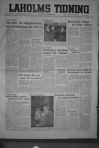 Förstasidan, Lördag 23 december 1950