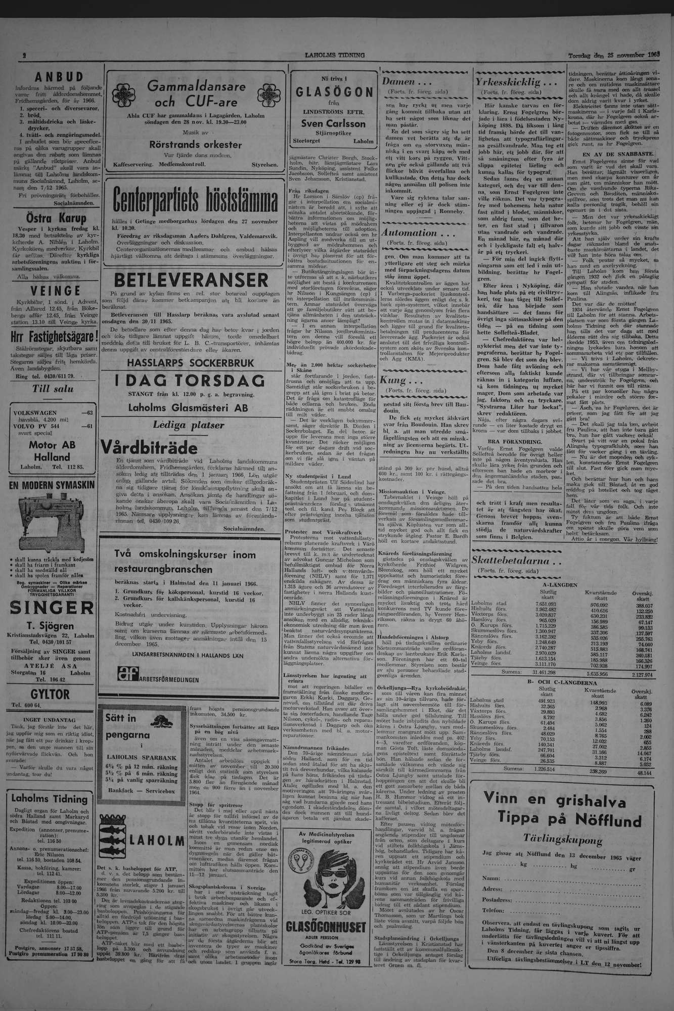 Laholms Tidning Torsdag 25 november 1965, sida 2