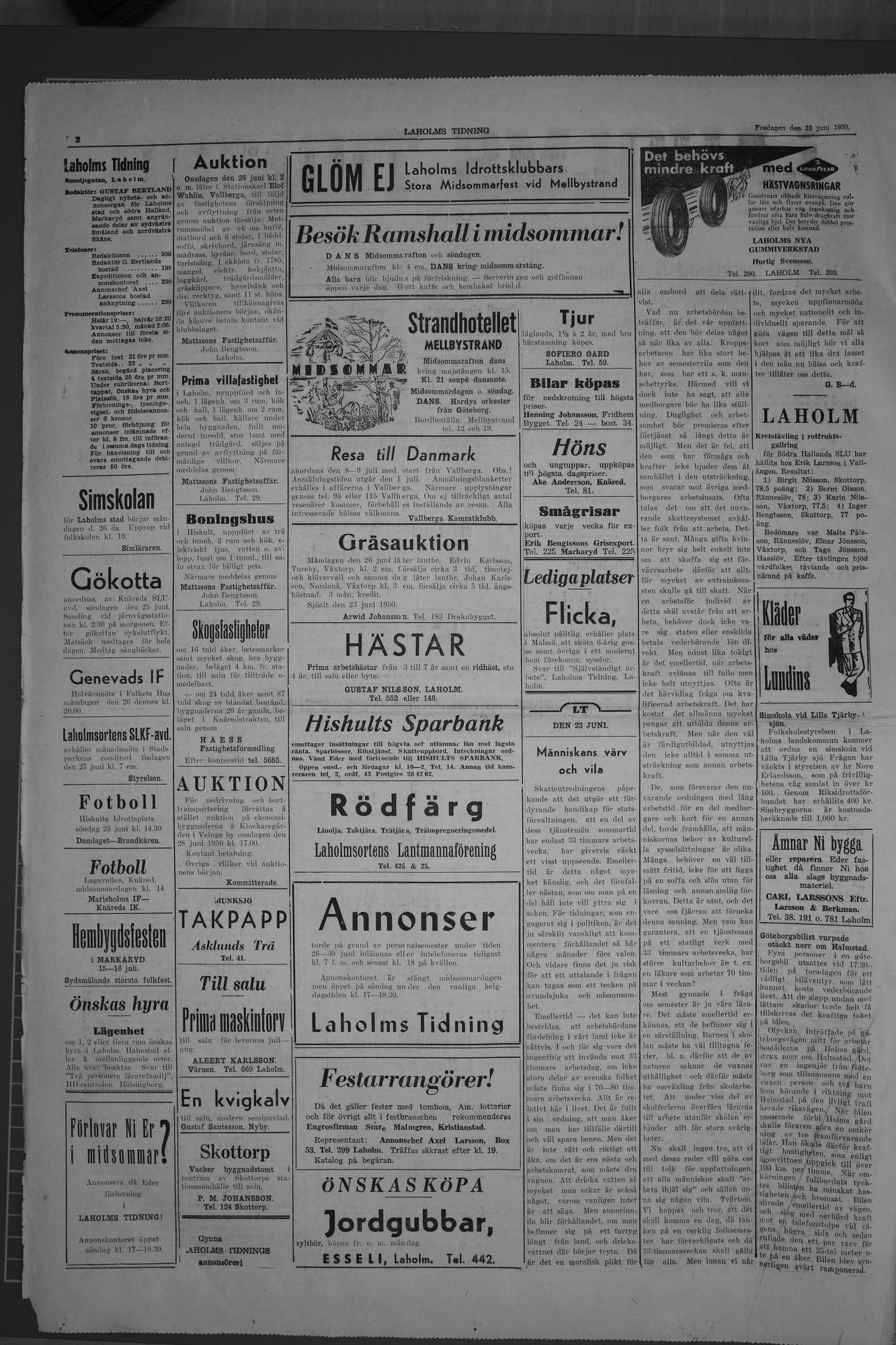 Laholms Tidning Fredag 23 juni 1950, sida 2