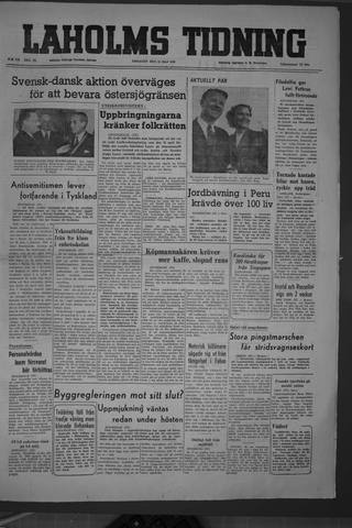 Förstasidan, Tisdag 23 maj 1950