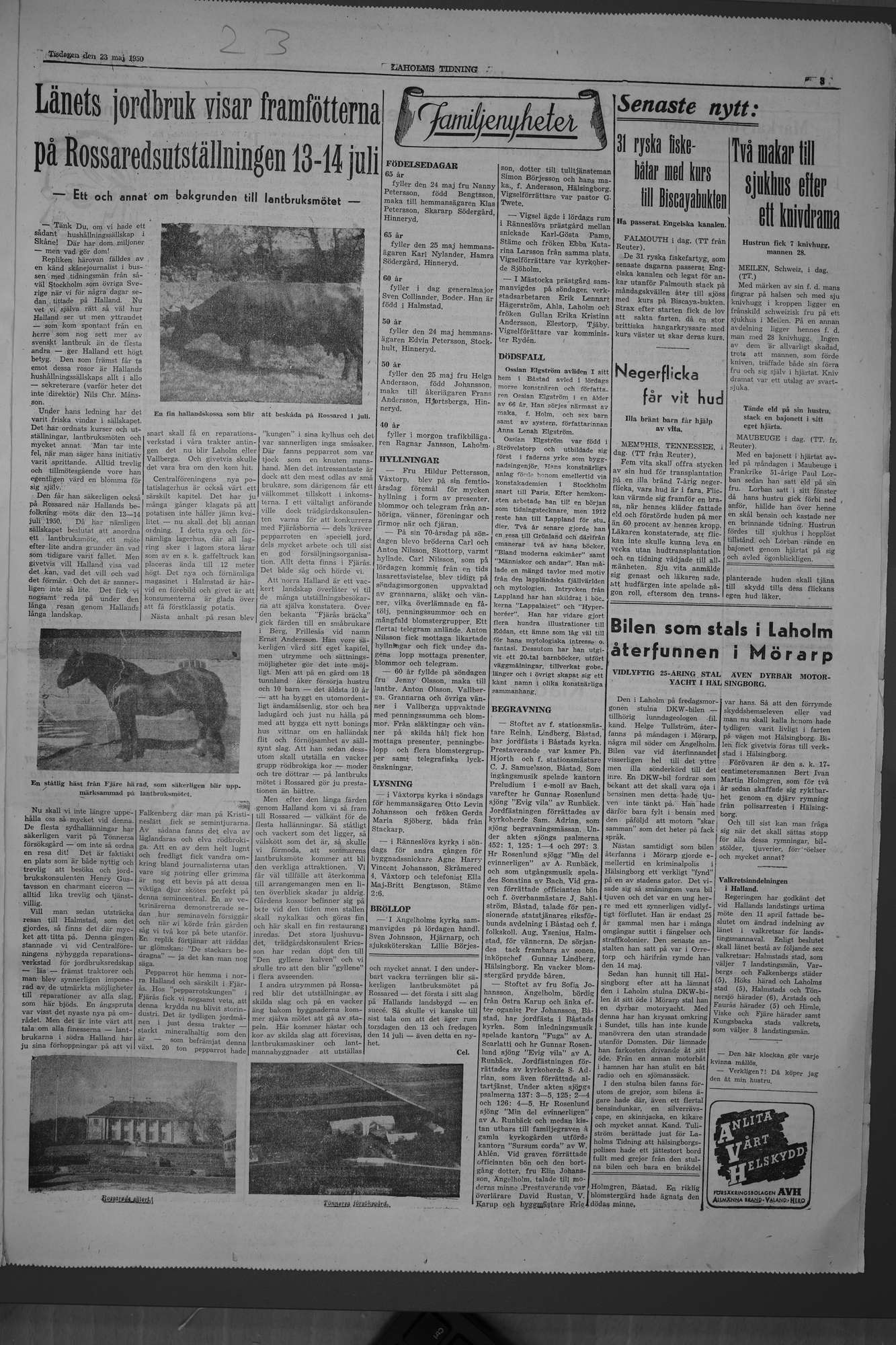 Laholms Tidning Tisdag 23 maj 1950, sida 3